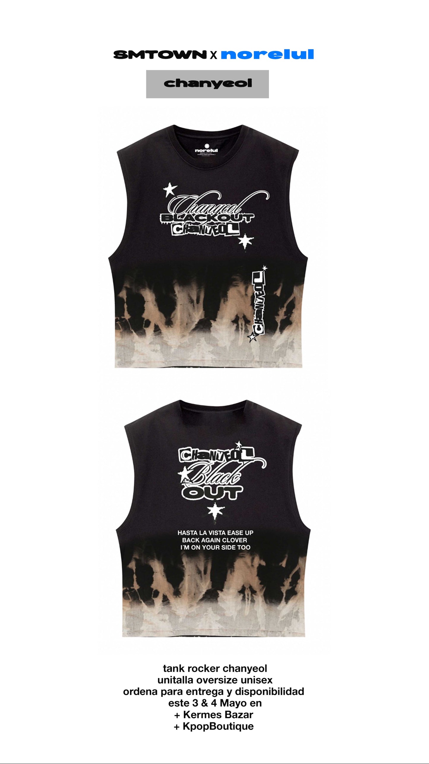 Nct127 / Chanyeol Exo Playera Tank Rocker Desteñida
