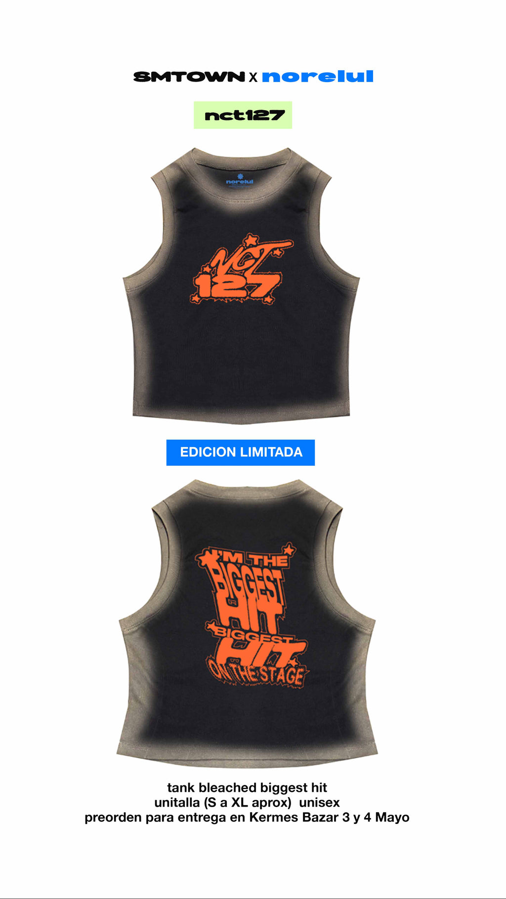 Exo / Nct127 Playera Tank Desteñida