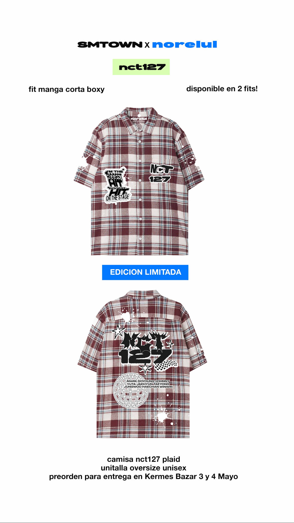 Exo/ Nct127 Camisa Oversize