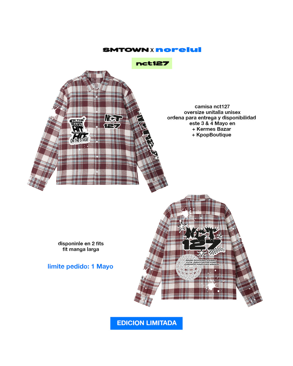 Exo/ Nct127 Camisa Oversize