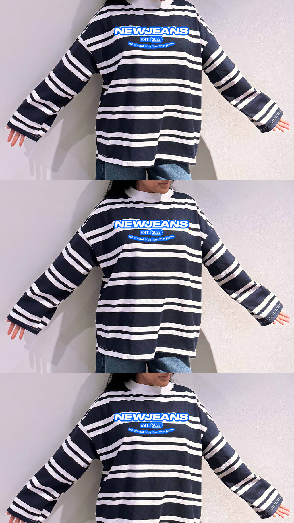Playera Rayas Azul Super Junior, Newjeans