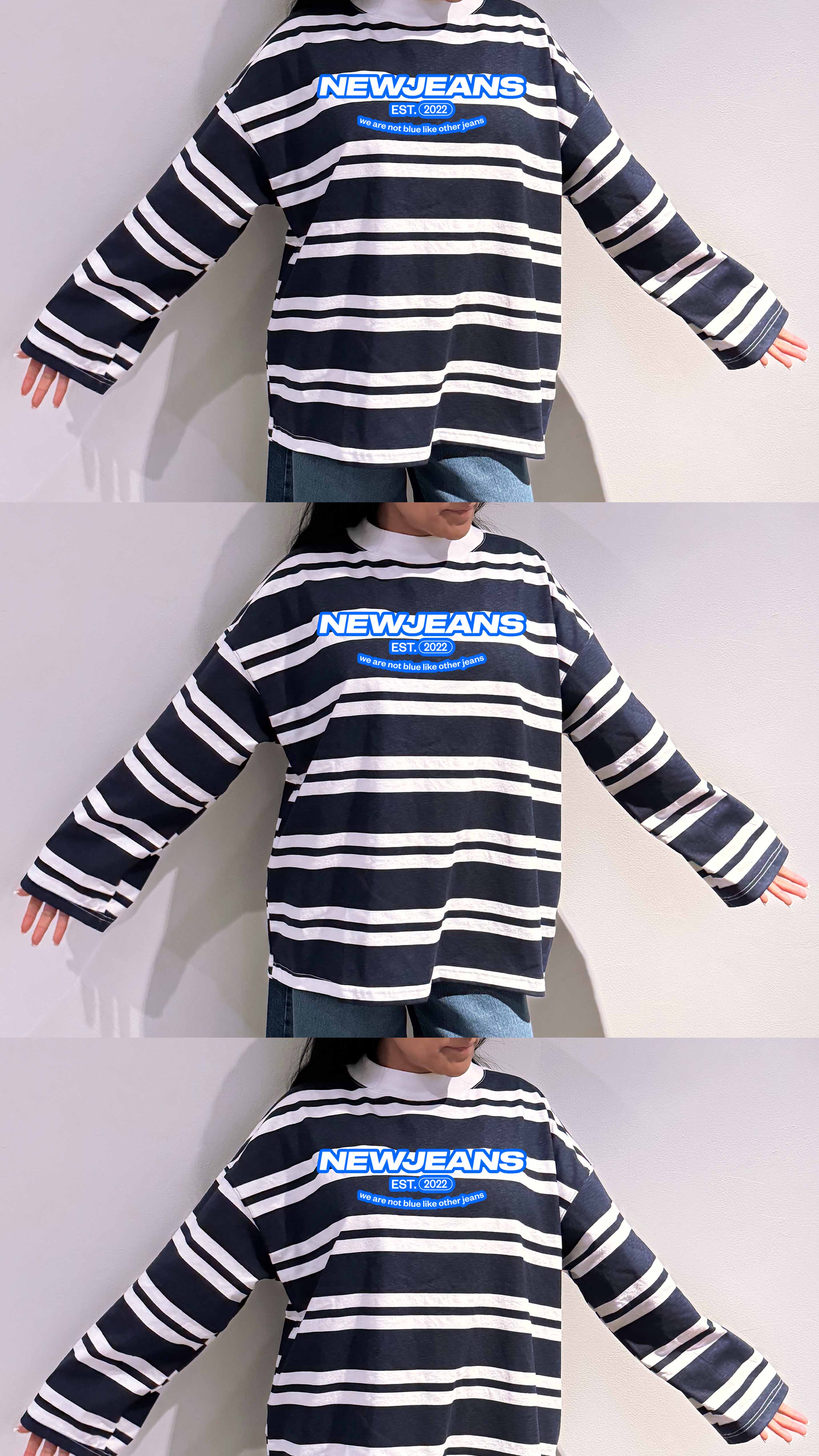 Playera Rayas Azul Super Junior, Newjeans